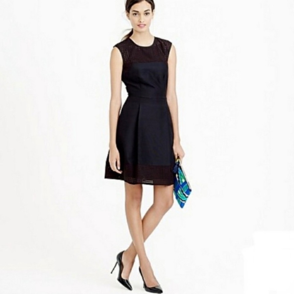 J. Crew Perforated A-Line Black Dress Size 0